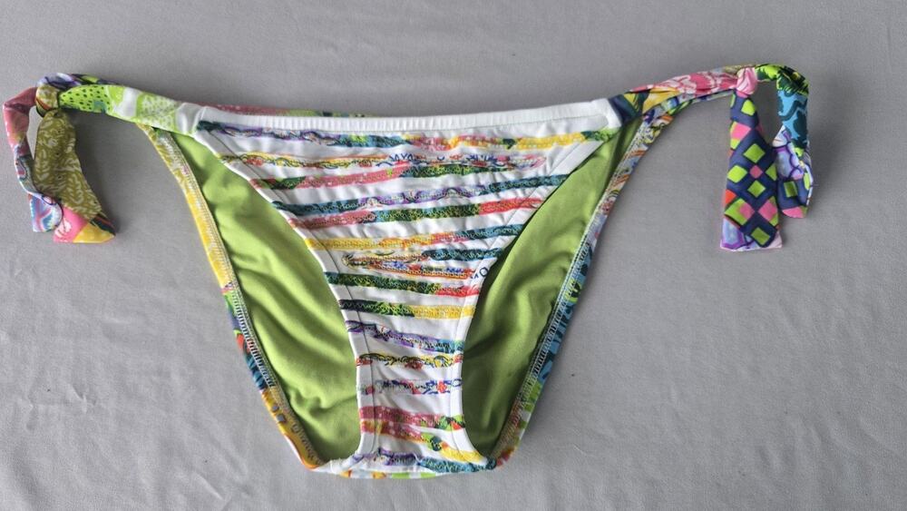 Lucky Brand Swim Bikini Bottom Womens Small Multicolor Patchwork Side Tie